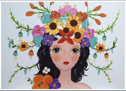 mujer con flores pelo