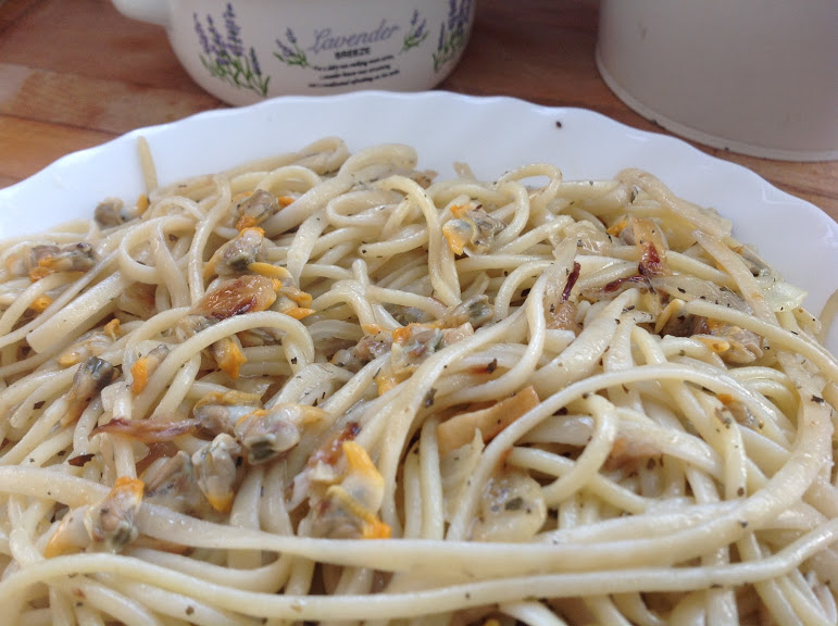espaguetis con berberechos