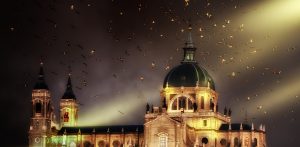Noche  cúpula catedral Almudena, Madrid