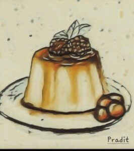 El Flan de pradit inspirando a esta entrada sobre el origen de la navidad.