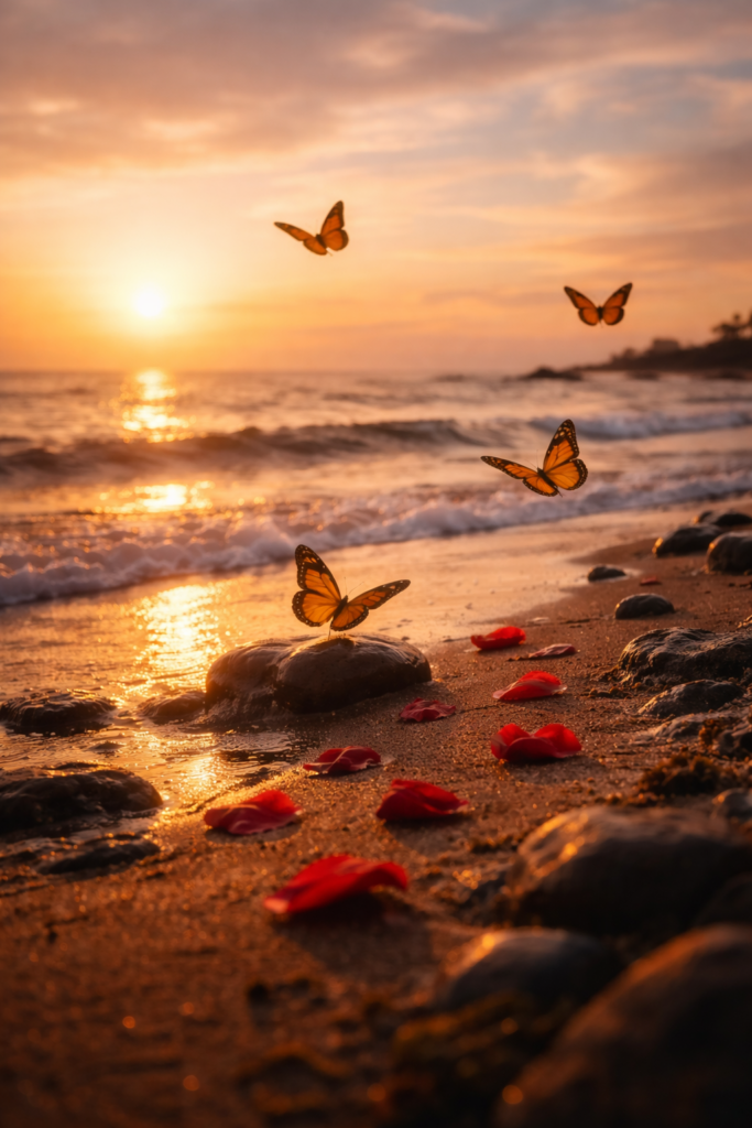 Mariposas en la costa simbolizando el amor contra todo pronóstico